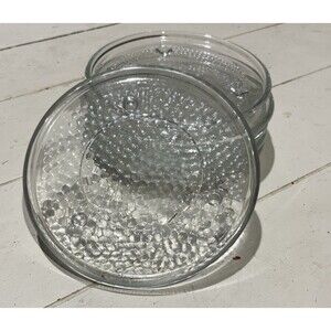 Set of 6 Clear Footed Glass Pillar Candle Plates 6" Round Vintage